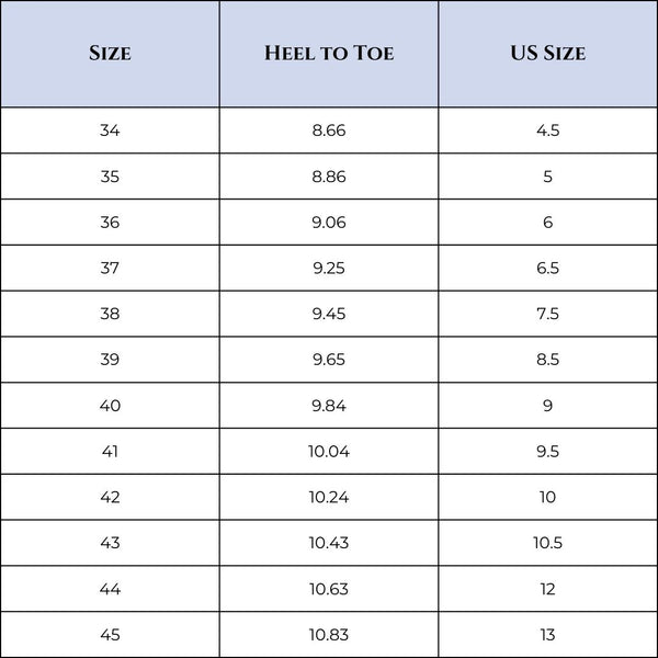 Leila Platforms Size Guide