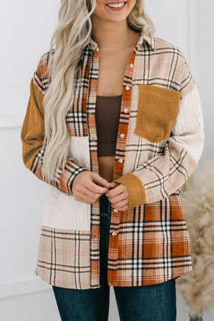 Plaid Button Up Long Sleeve Shacket - LandoBugg