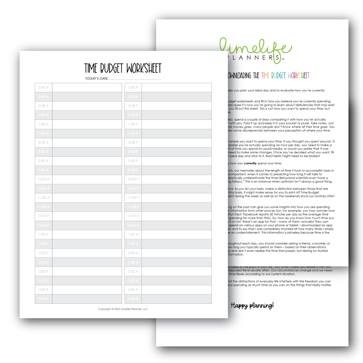 Time Budget Worksheet