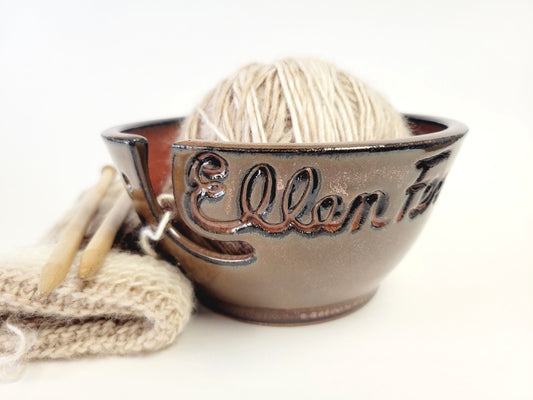 Customizable Name Ceramic Yarn Bowl Skein Holder