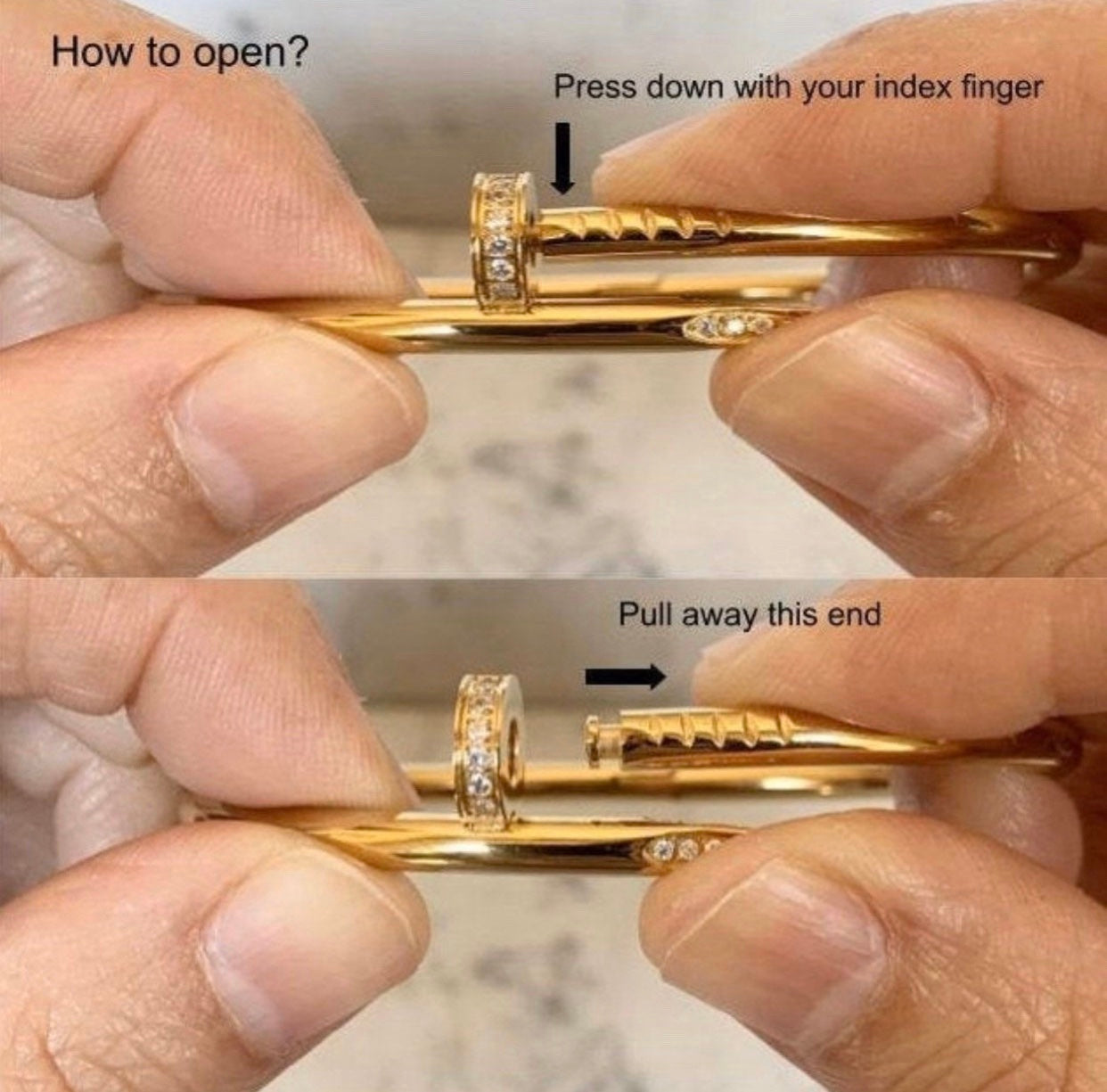 how to open the cartier nail bracelet