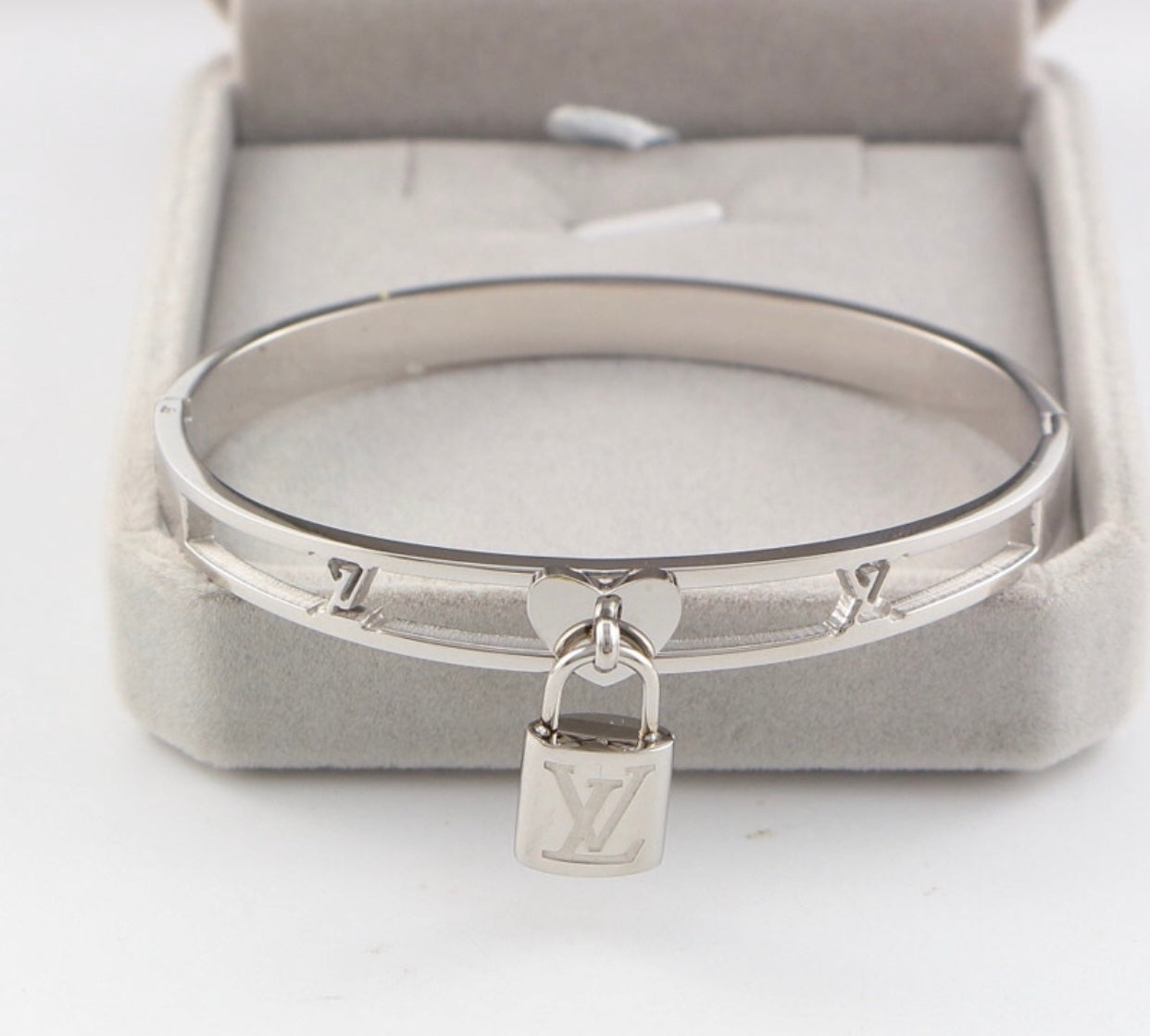 louis vuitton silver lockit bracelet