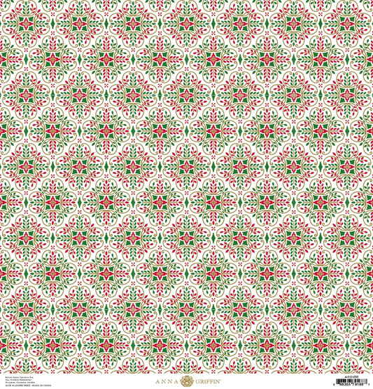 RED HOLLY TOILE 12X12 CARDSTOCK