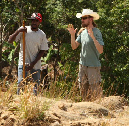 Braden teaching Haitian farmers about Permaculture