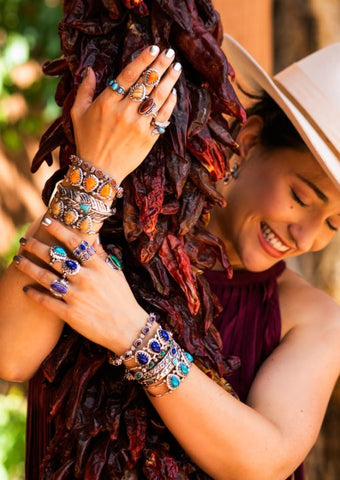 Red Chili and Stackable Bracelets and rings