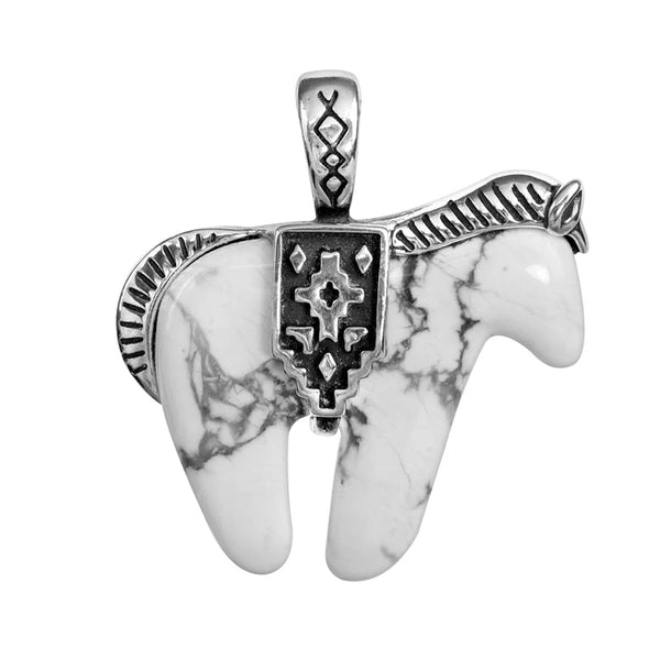 Sterling Silver White Howlite Spirit Horse Pendant Enhancer