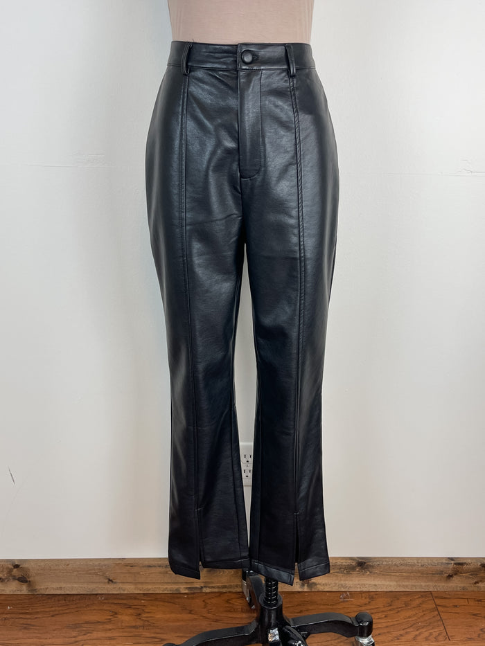 Women's Belt High Waisted vegan Leather Pants - Mia Belle Girls