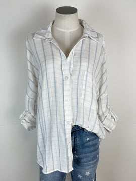 Kim Striped Button Down in Ivory/Chambray