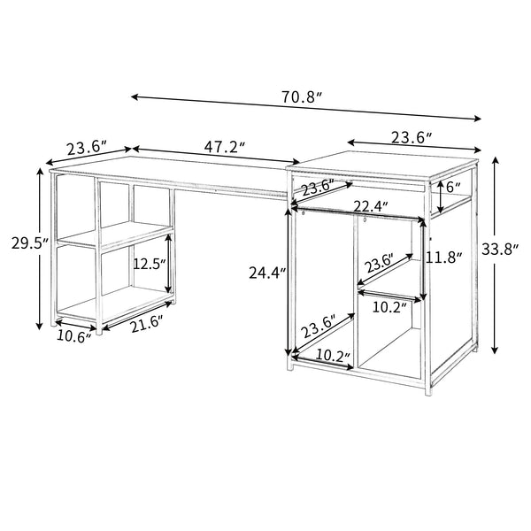 MAEMTTES Home Office Computer Desk with Storage Shelf