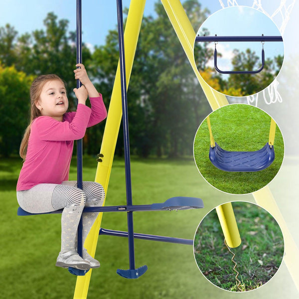 5 in 1 Outdoor Tolddler Swing Set with Steel Frame for Playgrond - RaDEWAY