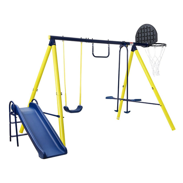 5 in 1 Outdoor Tolddler Swing Set with Steel Frame for Playgrond - RaDEWAY