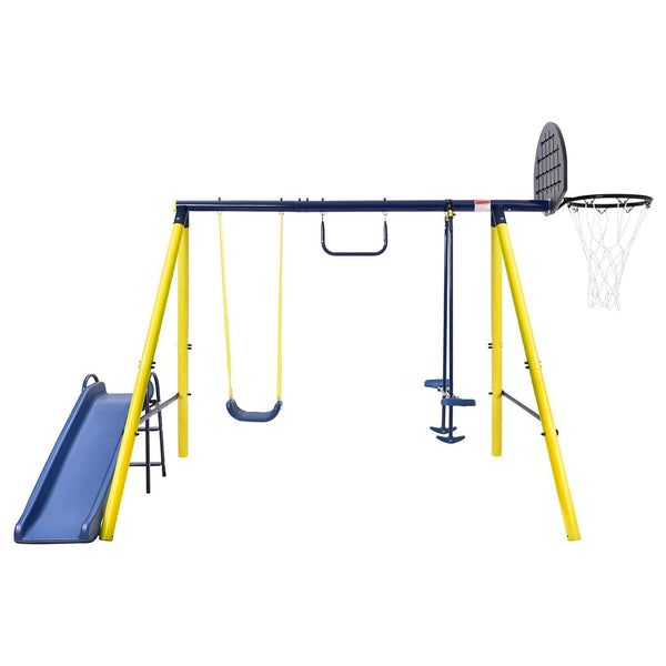 5 in 1 Outdoor Tolddler Swing Set with Steel Frame for Playgrond - RaDEWAY