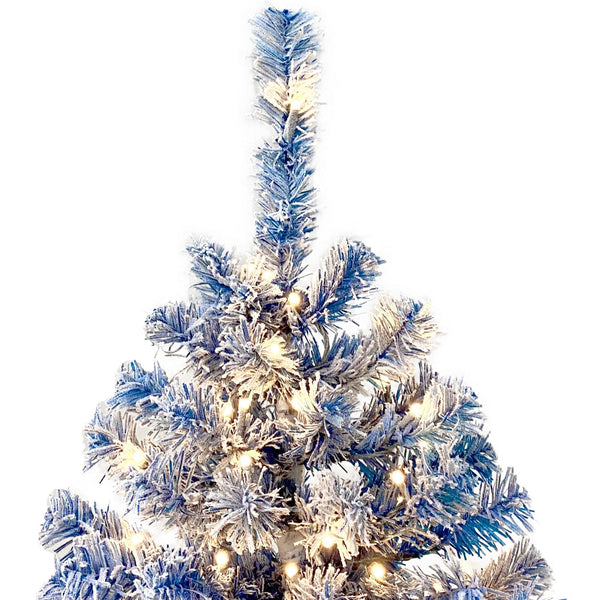 Pre-Lit Xmas Tree Snow Flocked Artificial Holiday Christmas Tree w/750 Branch - RaDEWAY