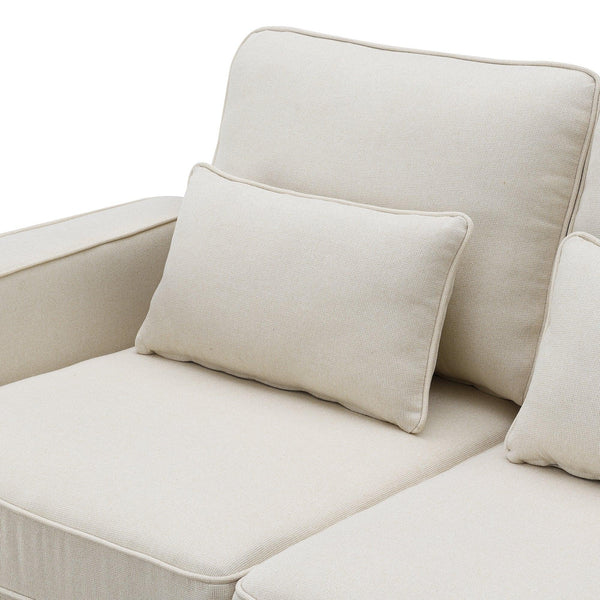 Modern Linen Fabric Sofa with Armrest Pockets and 4 Pillows - RaDEWAY