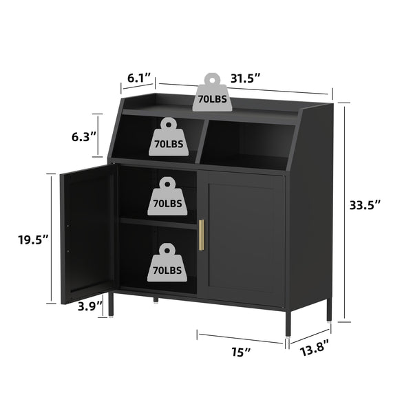 Metal Buffet Sideboard Cabinet with Storage,Storage Cabinet Modern Sideboard Buffet Table with Doors - RaDEWAY