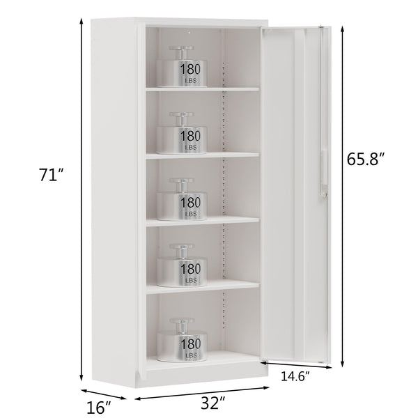 Large Metal Storage Cabinet with Locking Doors and Adjustable Shelf - RaDEWAY