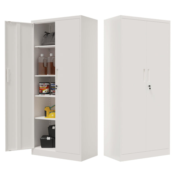 Large Metal Storage Cabinet with Locking Doors and Adjustable Shelf - RaDEWAY