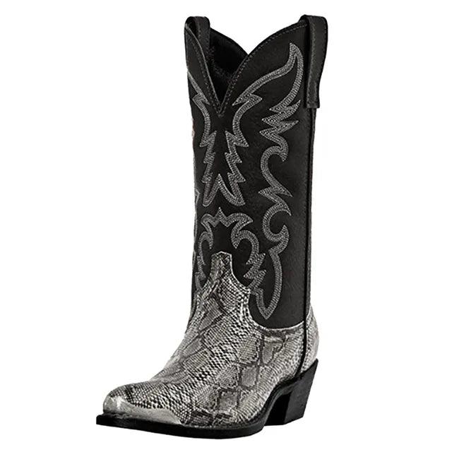 Western Cowboy Boots Mid-Calf Pointed Toe