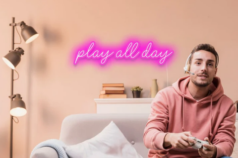 Play All Day - Game Room Neon Signs