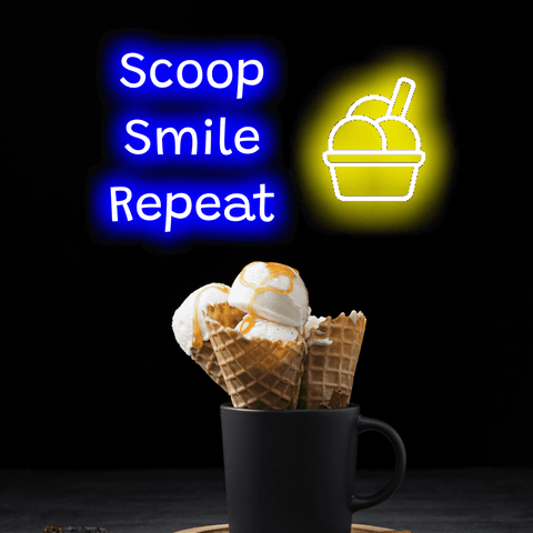 Scop Smile Repeat - Neon Signs for Icecream Parlor