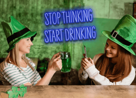 Home Bar - Neon Signs Quotes - Stop Thinking Start Drinking