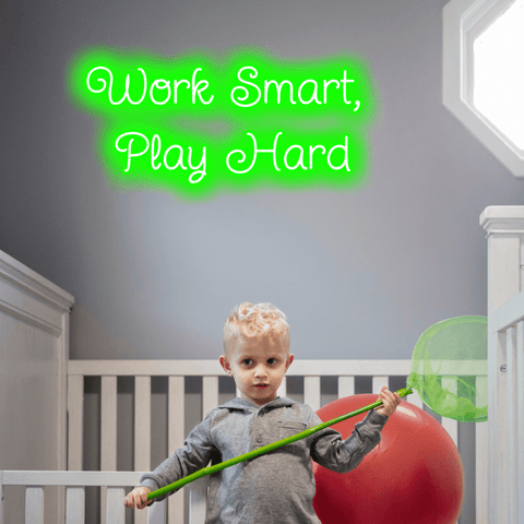 Work Smart Play Hard - Neon Signs for Kids Room
