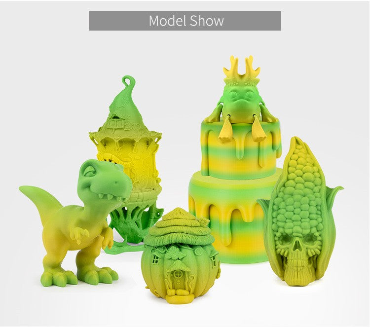 Yellow + Green Matte Gradient 3D Printed Sample