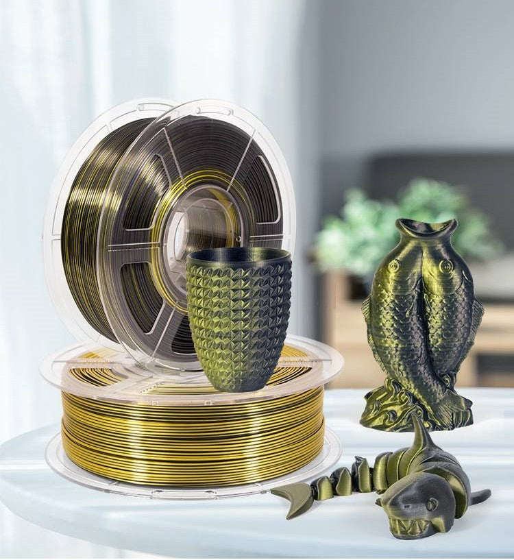 PLA Silk Dual 3D printed samples