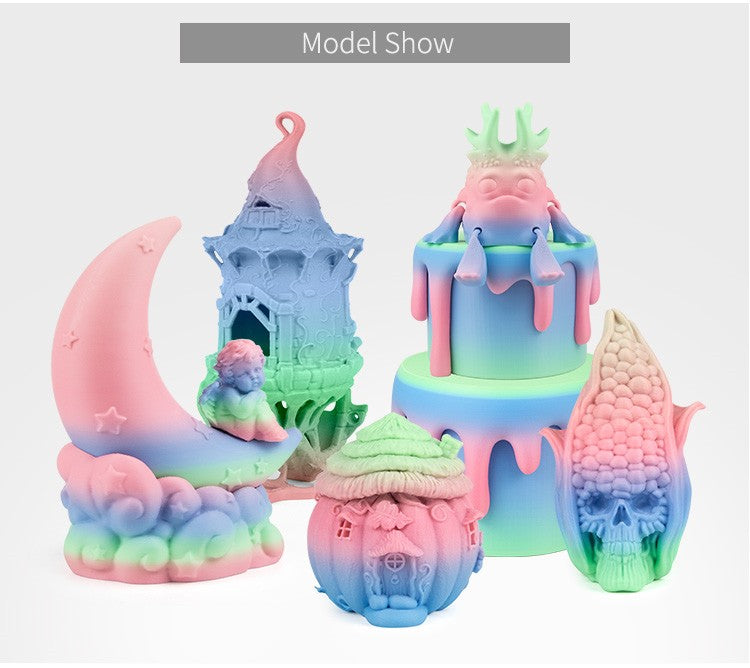 Pink + Green + Blue Matte Gradient 3D Printed Sample