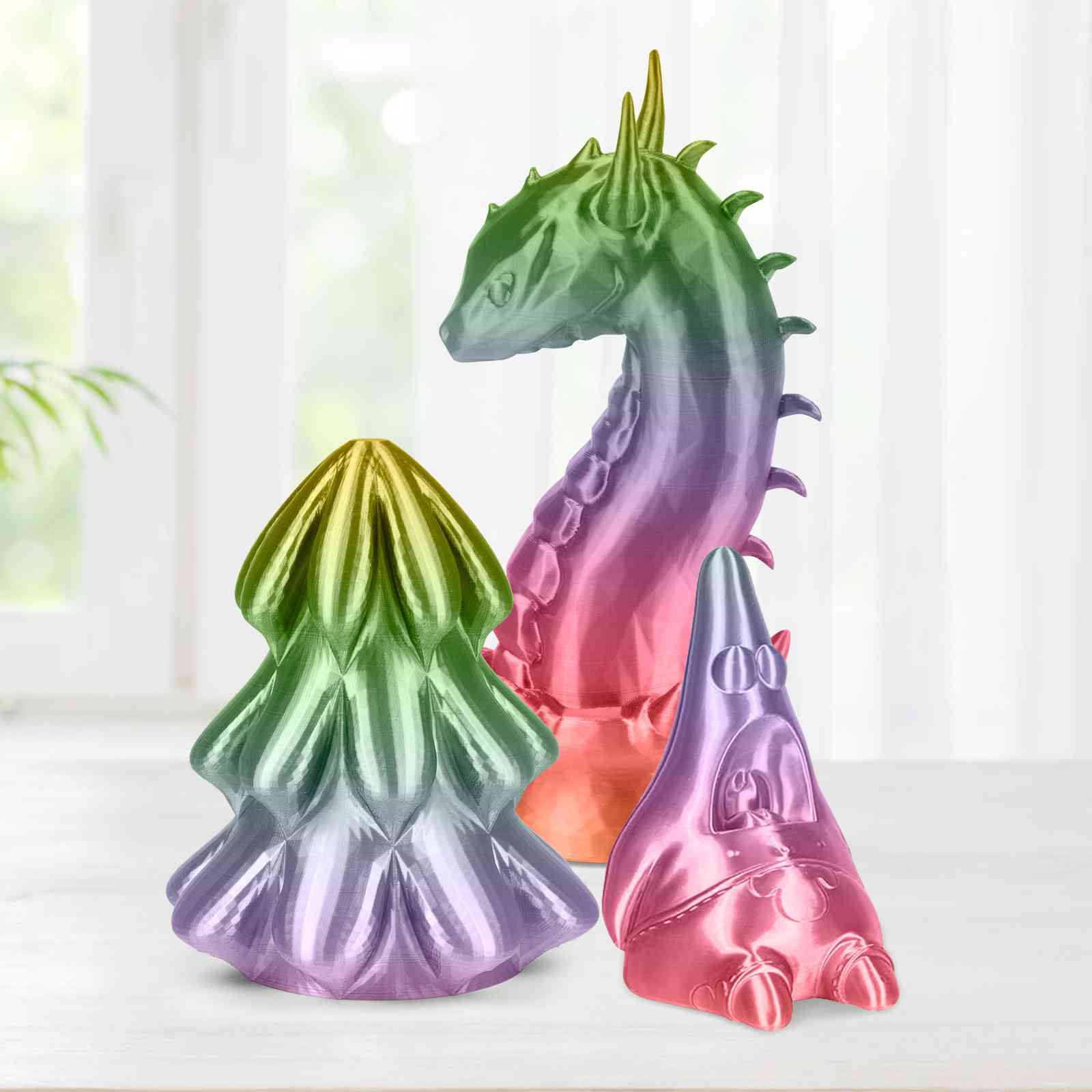 PLA Silk Rainbow 3D printed samples