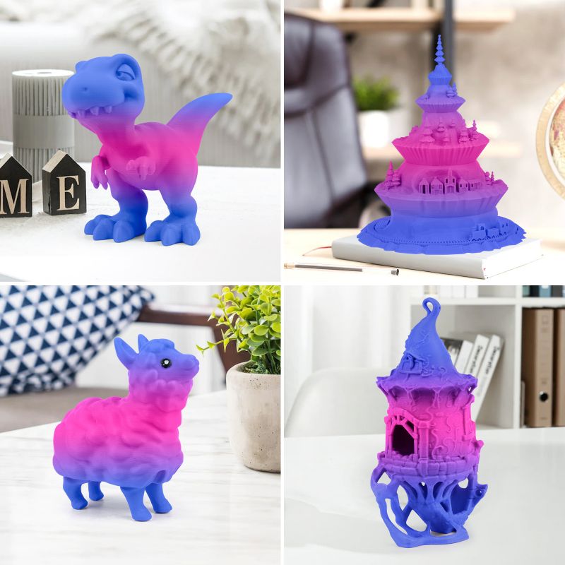 Pink + Purple + Blue Matte Gradient 3D Printed Sample