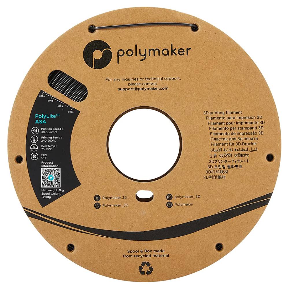 Polymaker 1.75mm PolyLite ASA Filament (Black, 2.2 lb)