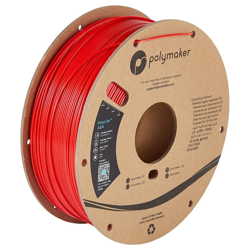 POLYMAKER F01004: Filament - PolyLite ASA 1,75 mm - 1 kg - red at reichelt  elektronik
