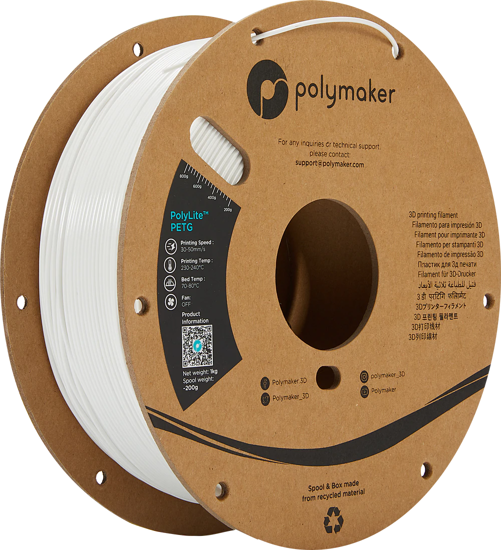 Polymaker PolyLite PETG - White– Ultimate 3D Printing Store
