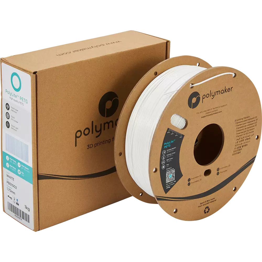 Polymaker PolyLite PETG Blanc - 1,75mm - 1kg : : Commerce