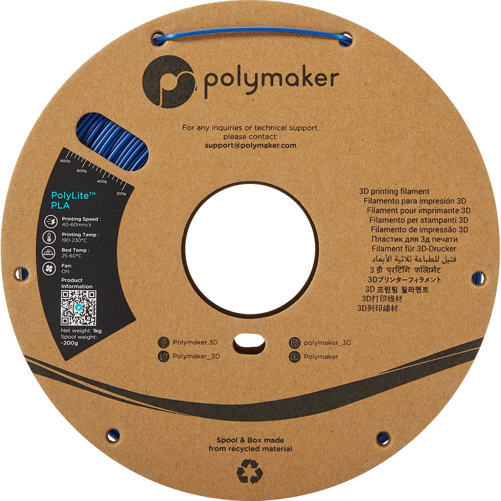 PolyMaker PolyLite PLA 1.75mm Blue 3D printer filament 1Kg - 3D