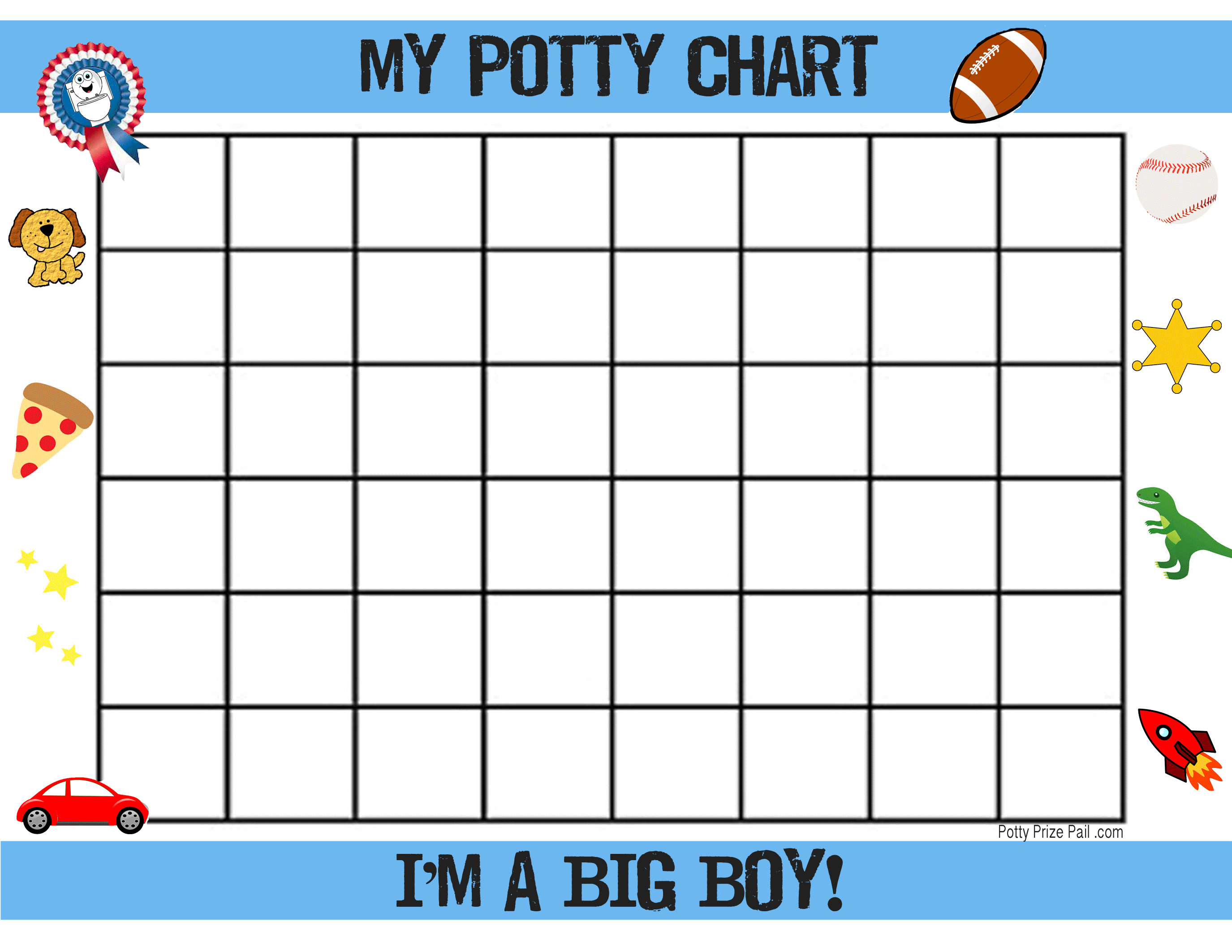 Boy Potty Chart - Potty Prize Pail