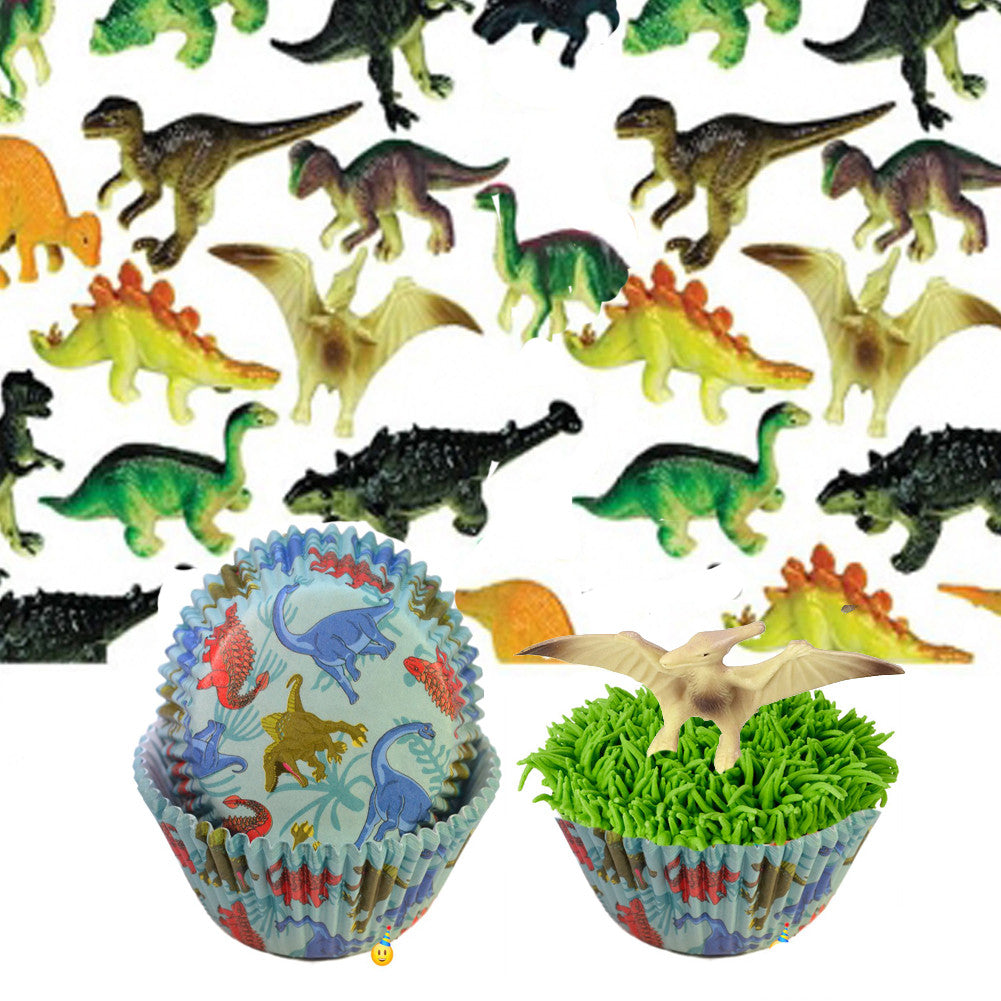 24 Dinosaur Figure Toppers & 24 Dinosaur Cupcake Cups – Party Majors