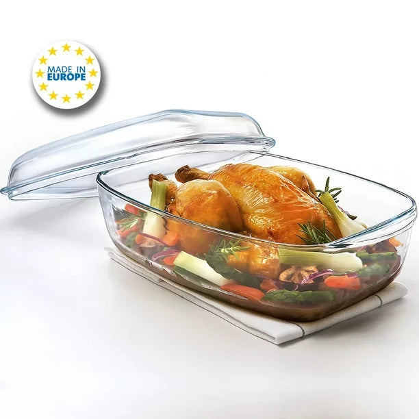 Pasabahce Glass Casserole Dish with Lid, Baking Dish for Oven, 67 oz