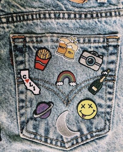 jean shorts with patches