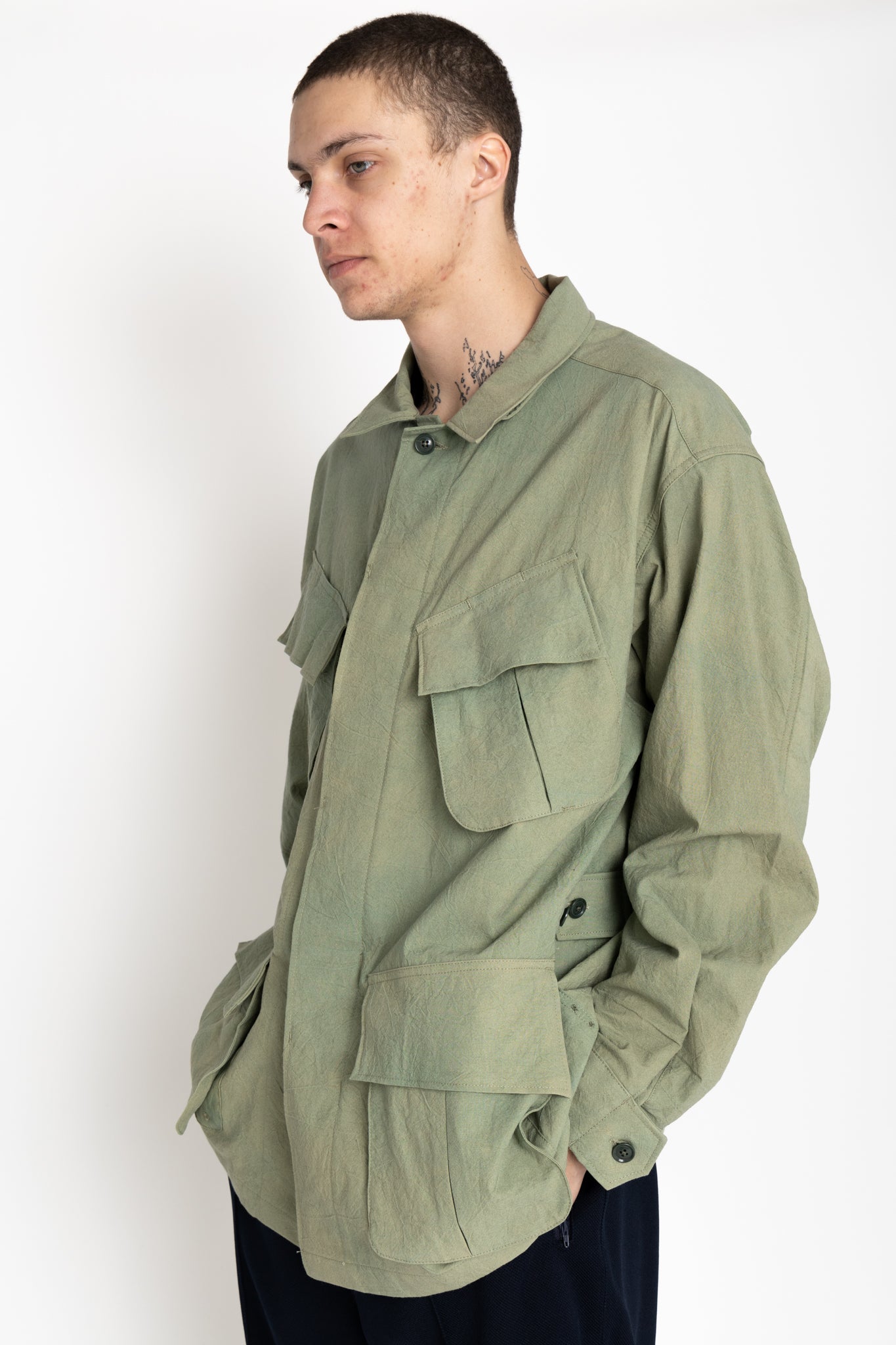 Engineered Garments Jungle Fatigue Jacket Cotton Sheeting - Olive