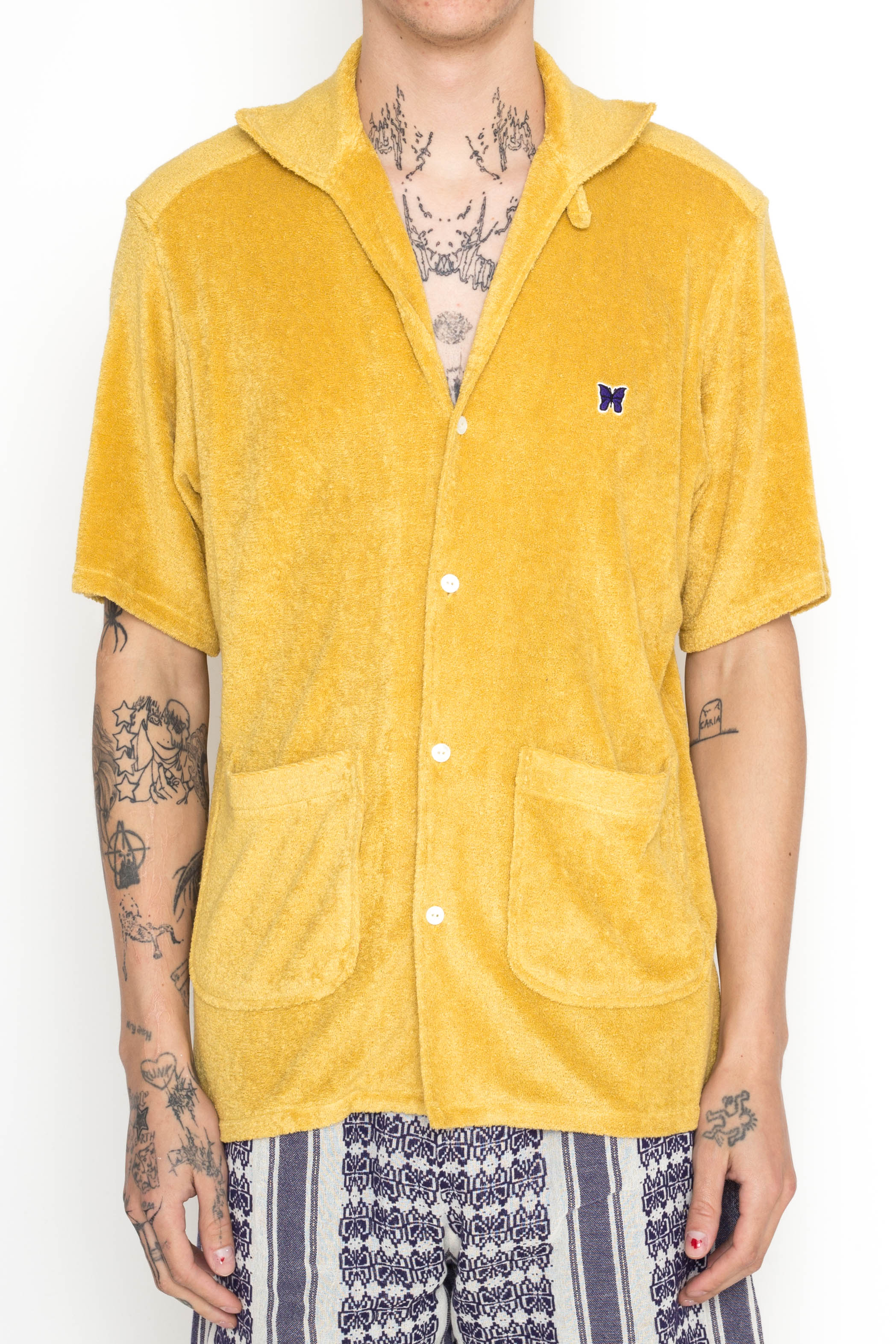 Italian collar shirt li/pe pile jersey - yellow