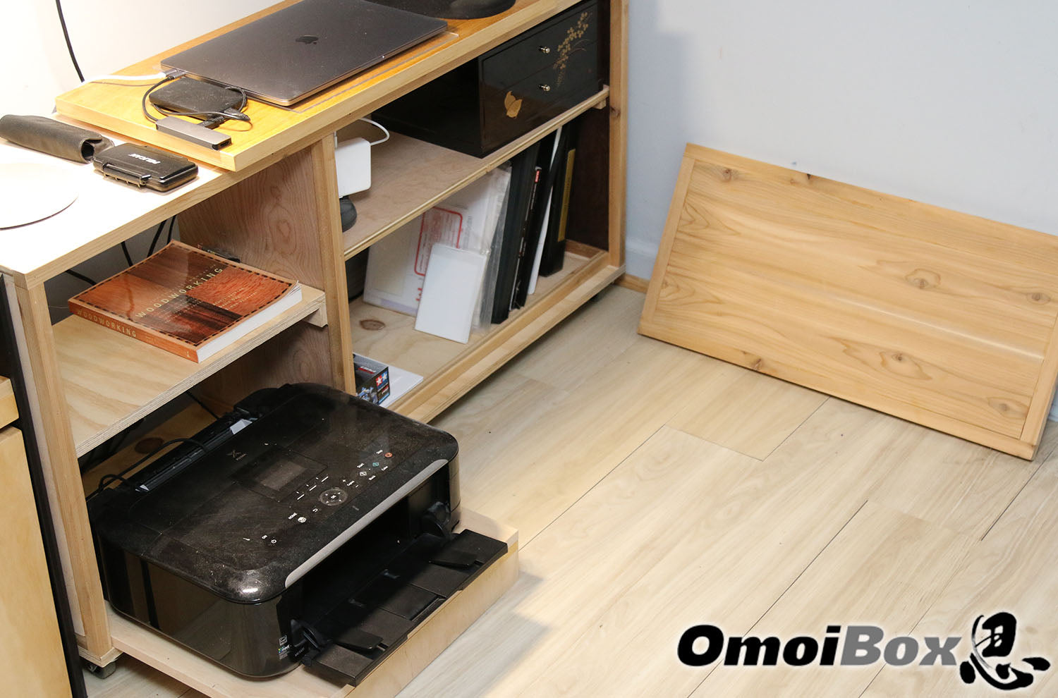 minimalist desk with storage