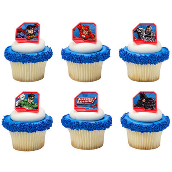 24 Justice League Cupcake Topper Rings Bling Your Cake 4910