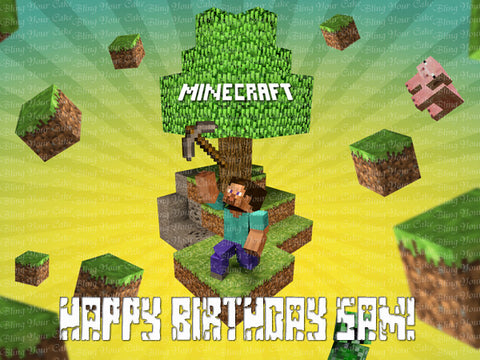 Minecraft Creeper's Gonna Creep Edible Icing Sheet Cake Decor Topper ...