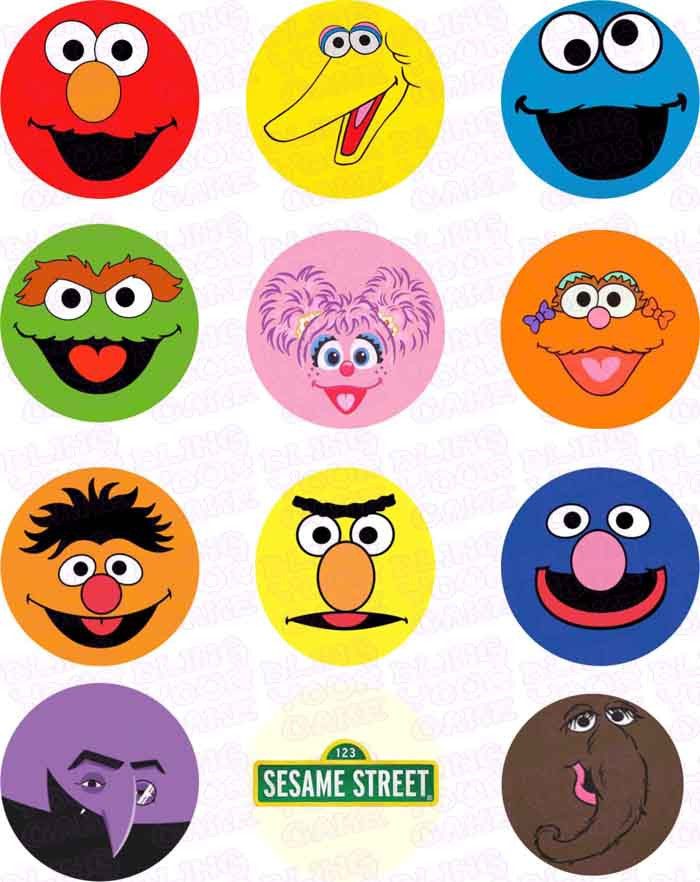 Sesame Street Closeup Character Inspired Edible Icing Cupcake Decor To ...