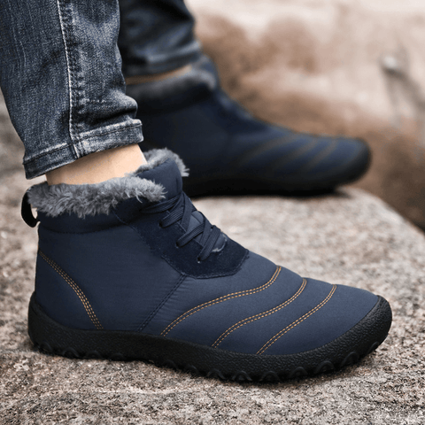  Tongzone Men's Wide Toe Box Barefoot Shoes Fur Lined Minimalist  Zero Drop Sole Walking shoes Winter