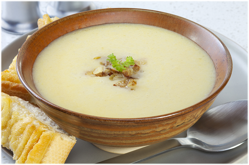 CREAMY WHITE ONION SOUP WITH FRESH HERBS