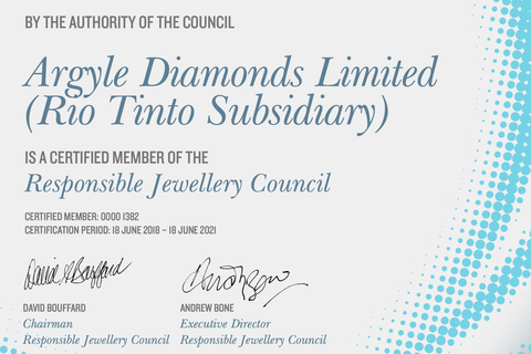 argyle oink diamond Rio Tinto responsible certificate