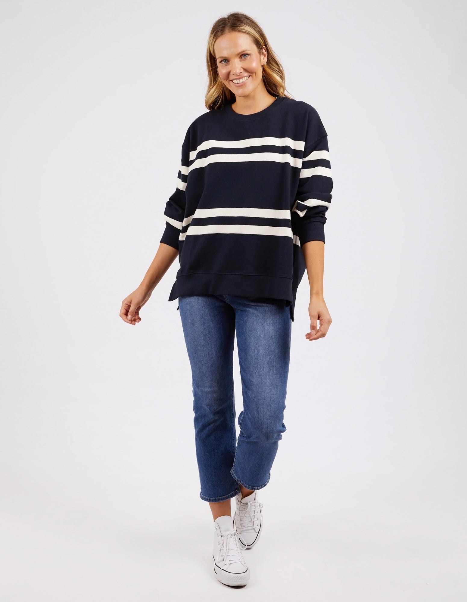 Allegra Crew Navy White Stripe